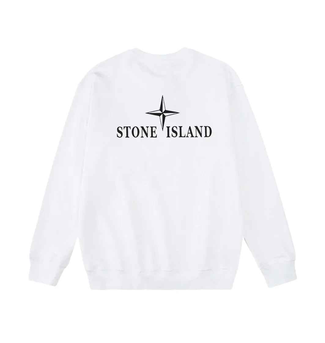 W811#P160💰 Stone Island classic front and rear compass logo printed round neck long-sleeved sweatshirt! Versatile base round neck sweatshirt for couples! Simple armband design, customized 1*1 thread (fine texture), 380g double-strand large terry fabric, very good quality, foreign trade craftsmanship, respect the original version! The threads at the cuffs and hem are all original bartacks! The time-consuming and material consumption distinguishes the ordinary version on the market! Tops worn by celebrities from all walks of life on INS, can be matched with couple styles!  Color: Black White Size: M-XXL